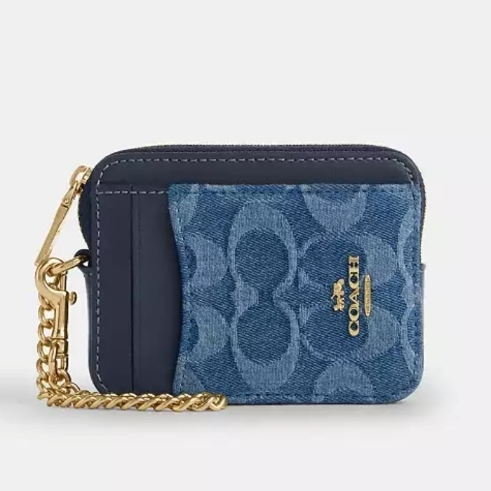 Coach Zip Card Case In Signature Denim